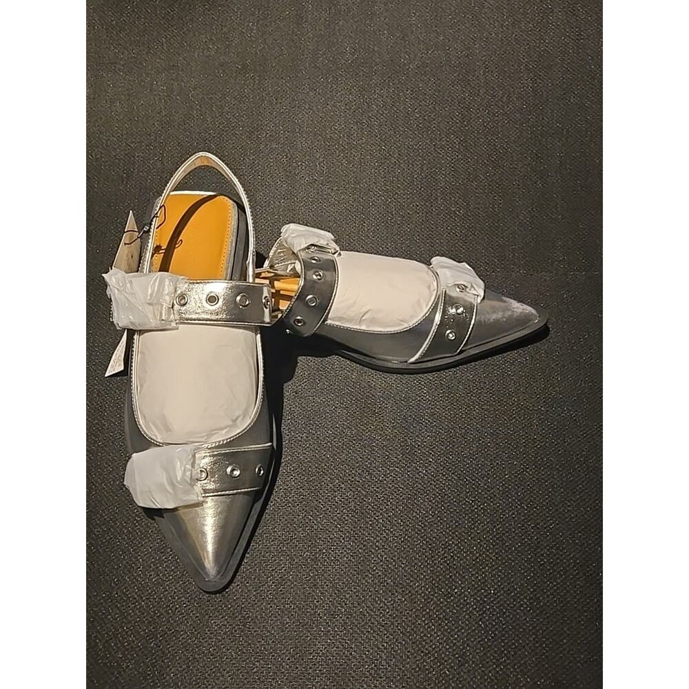 The Drop‎ Silver EVIE Pointed Toe Slingback Heels Ankle Strap 12